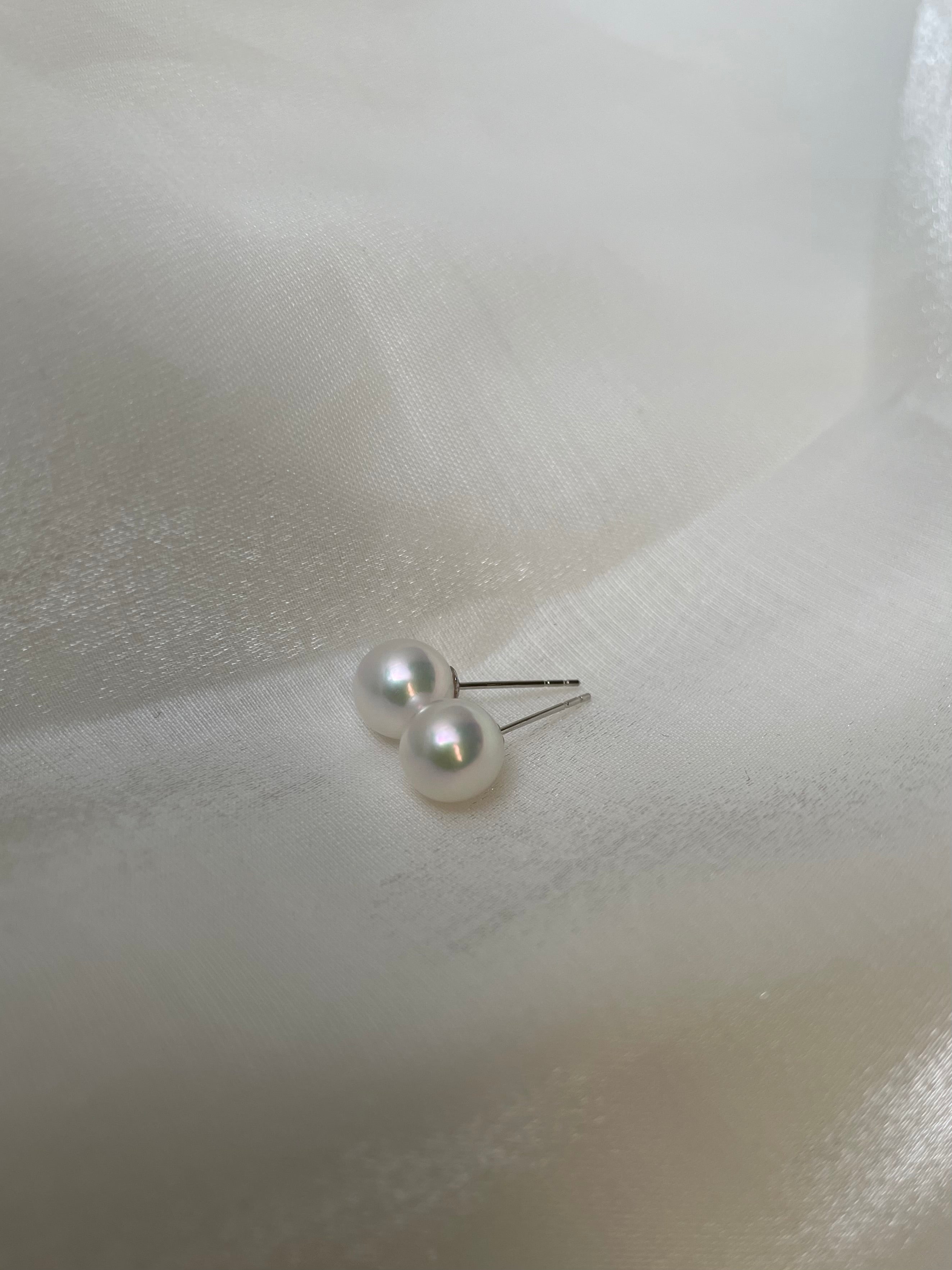 7-7.5mm Akoya Earrings in 18k Y/W Gold