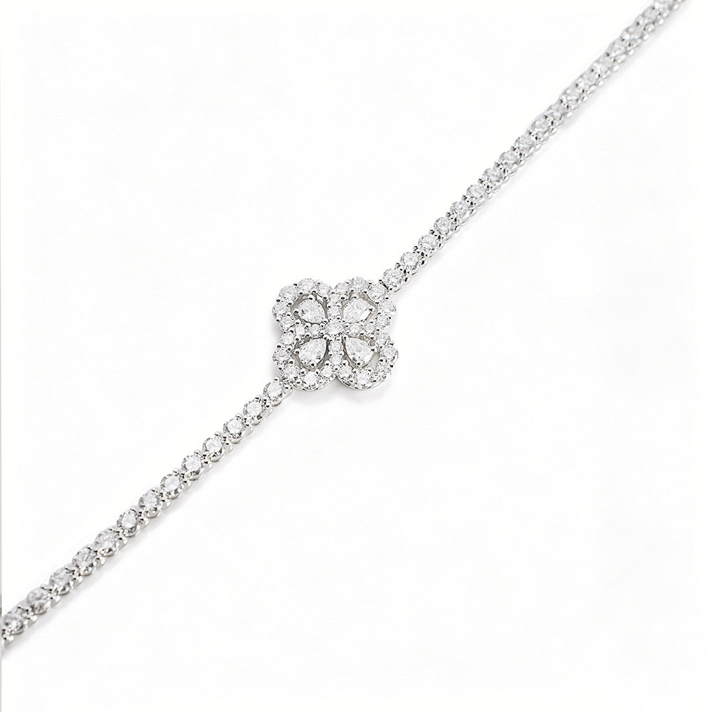 Floral Diamond Cluster Tennis Bracelet