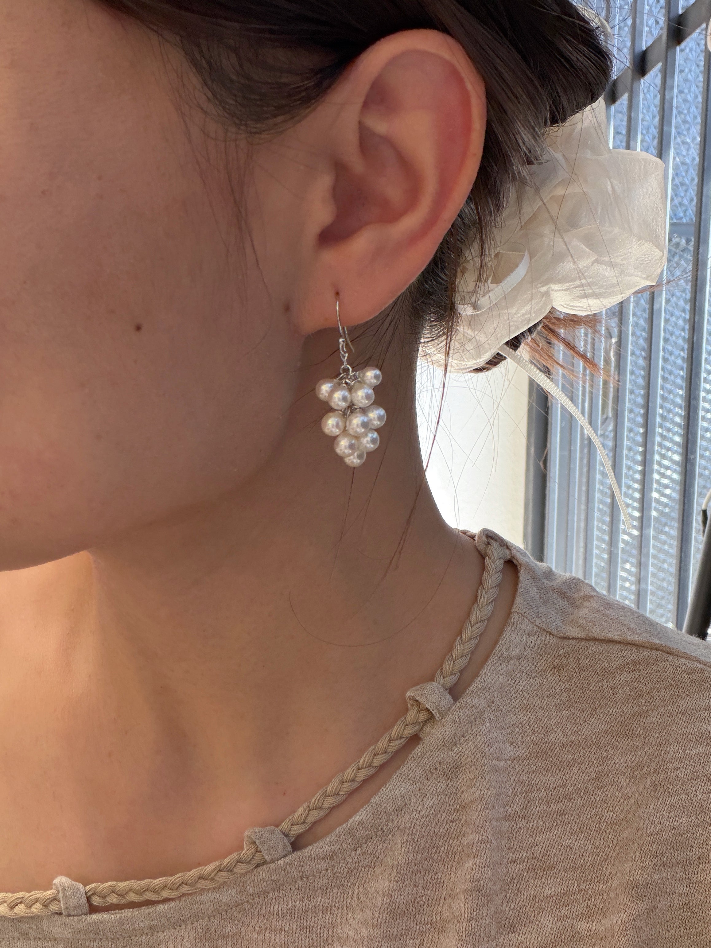 Natural Akoya Pearl Grape Cluster Earrings