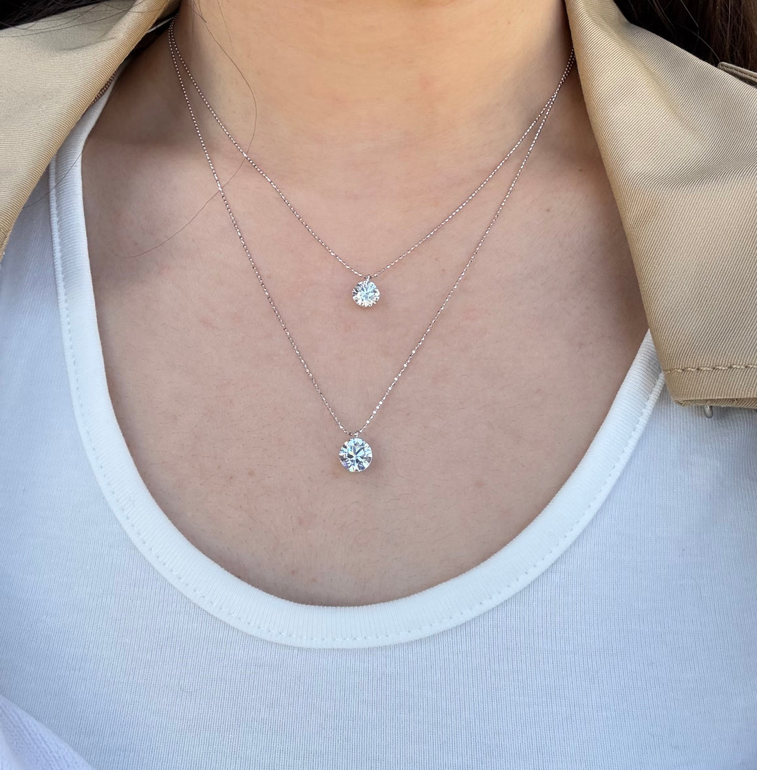 Round Lab Grown Diamond Solitaire Necklace 1CT