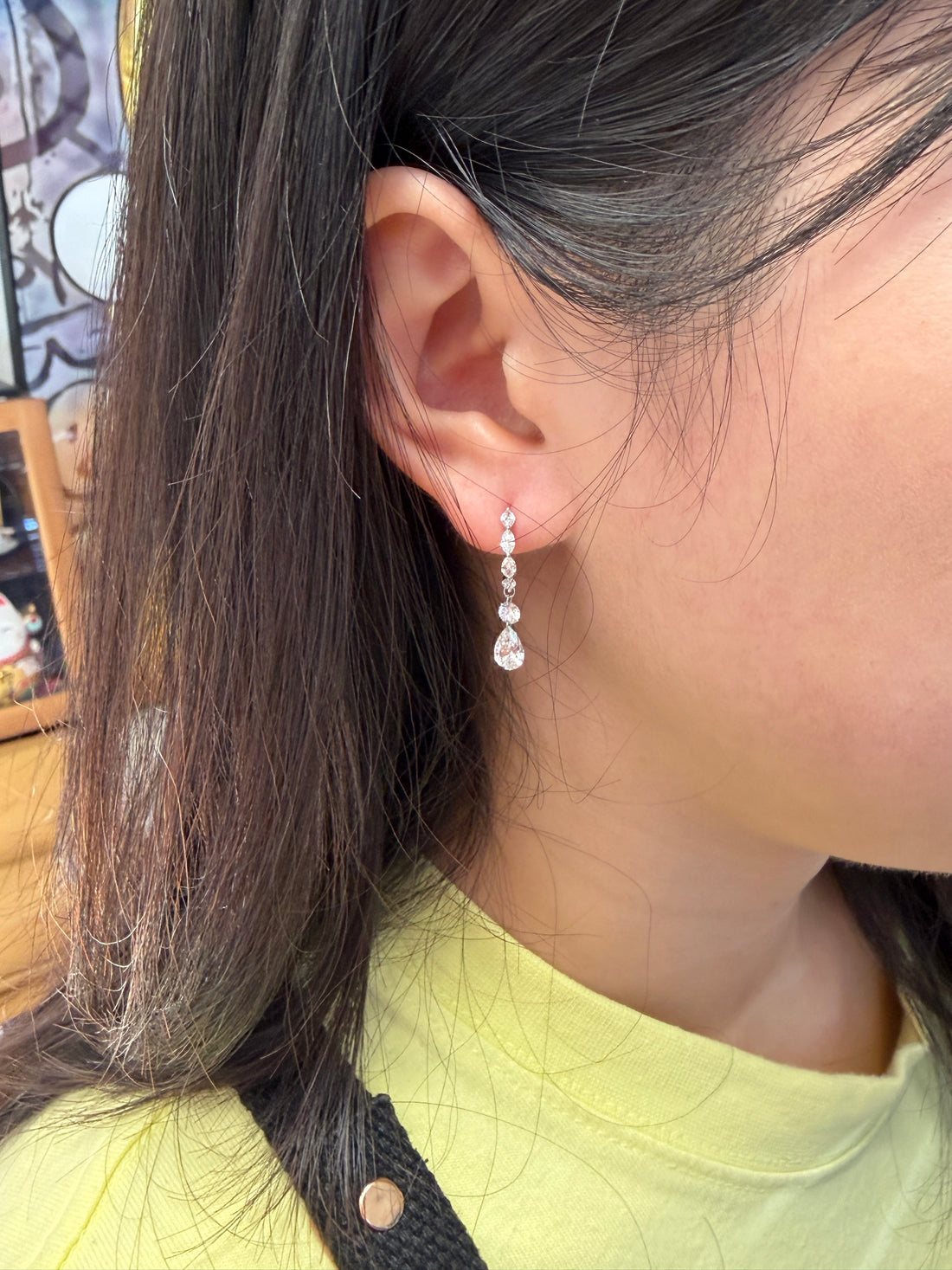 18K Gold Pear Drop Lab-Grown Diamond Huggie Earrings with Round Accents