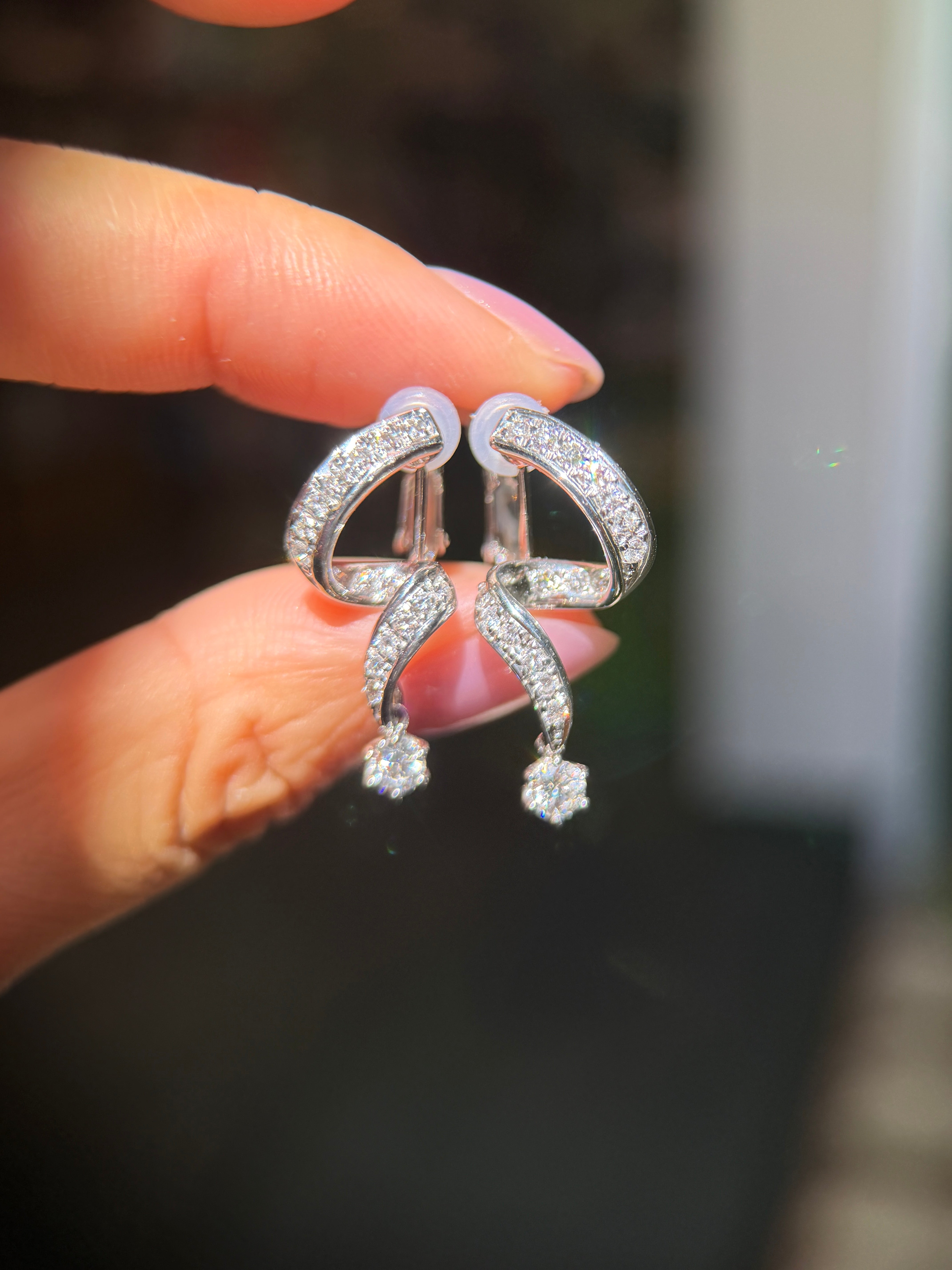 PT900 Platinum Twisted Ribbon Diamond Clip Earrings(0.78ct/p)