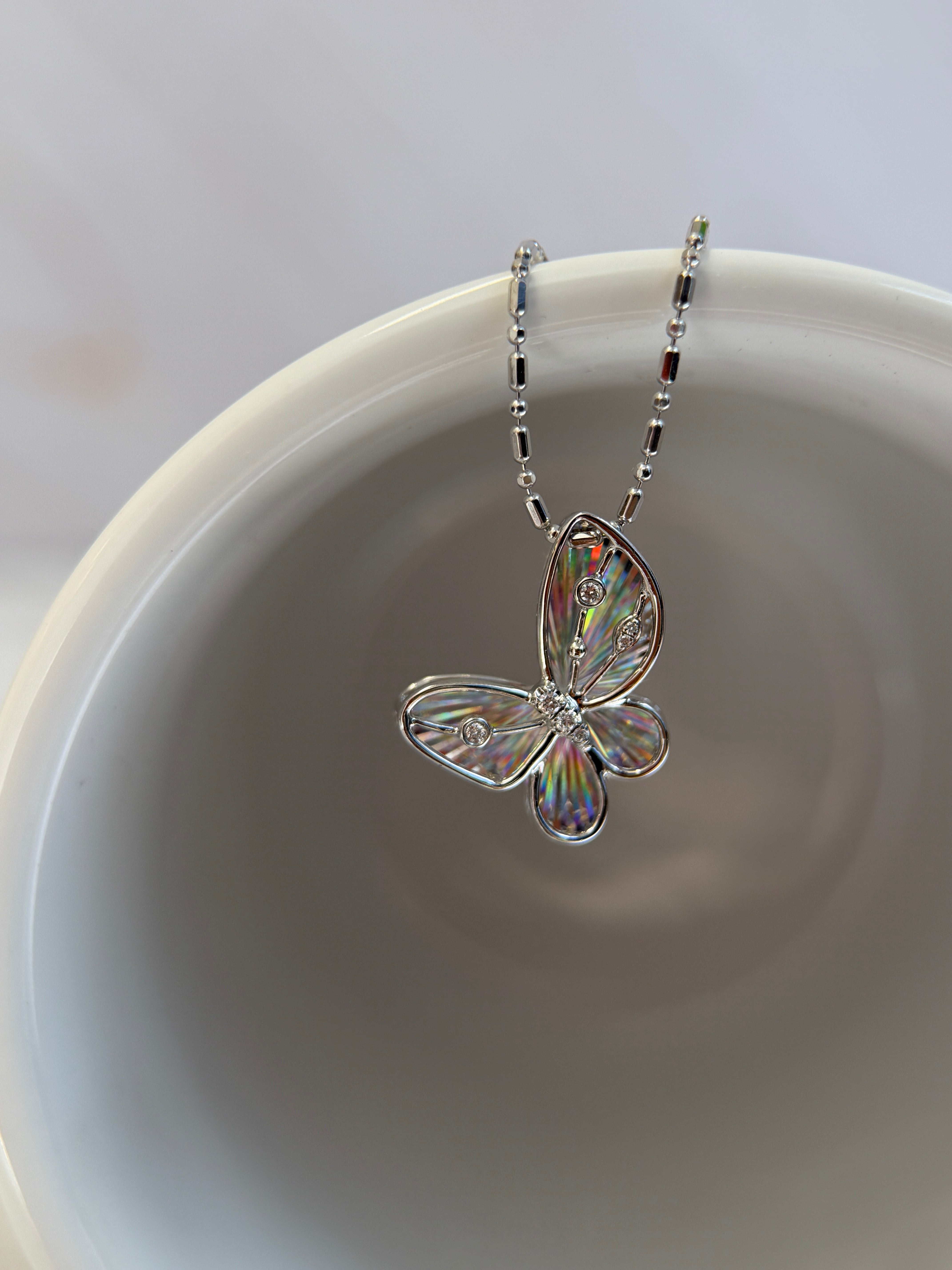 Platinum Laser-Carved Butterfly Pendant With Diamond（Pendant Only）