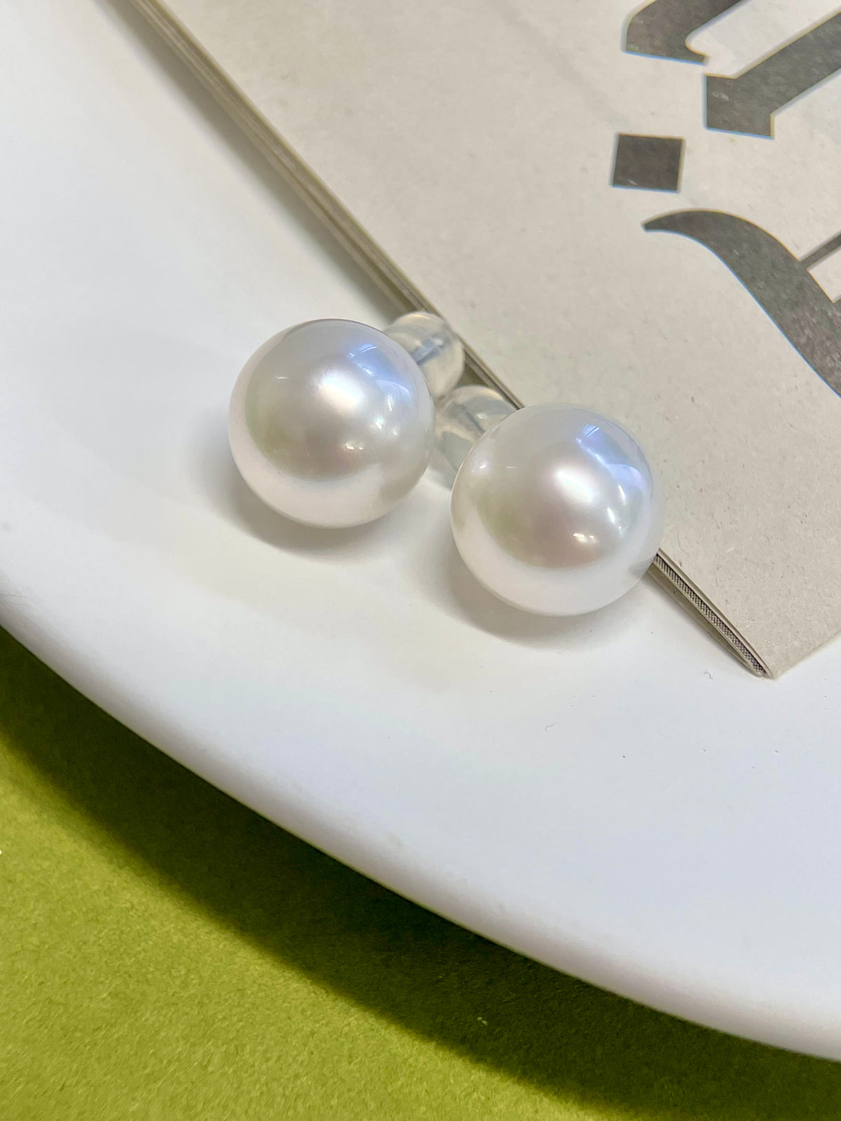 Certified 12.5mm White Southsea Cultured Pearl Stud Earring