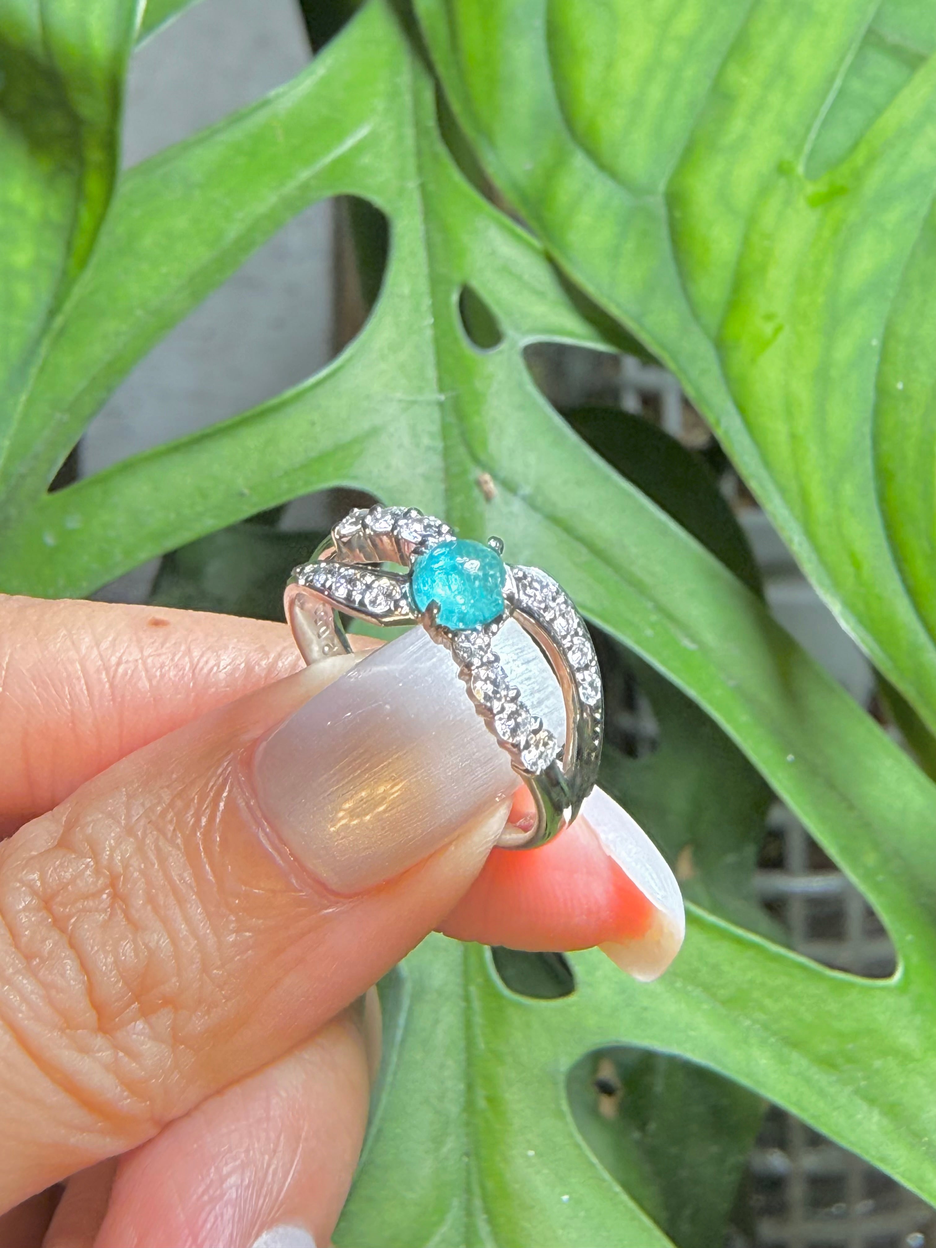0.61CT Neon Blue Paraiba Tourmaline Ring PT900 Platinum