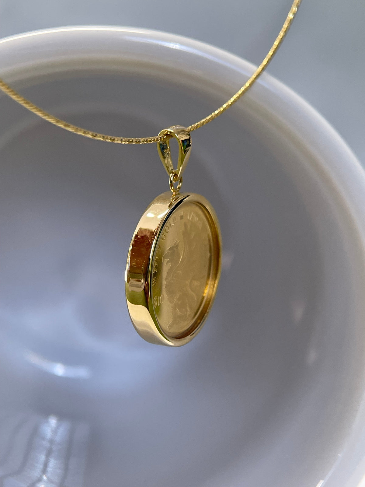⭐️24K Griffin Gold Coin Pendant with 18K Gold Bezel