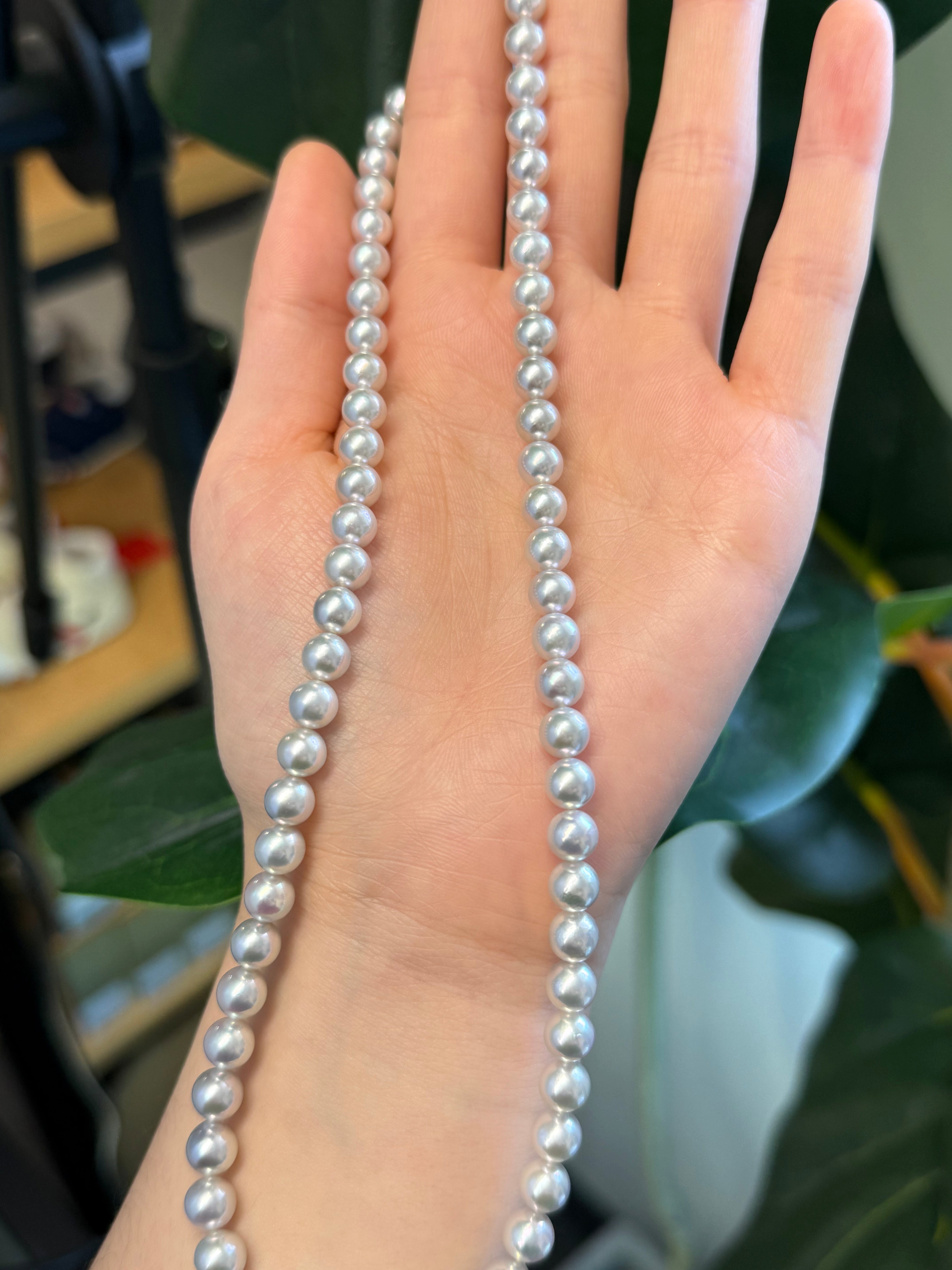 6-6.5mm Blue Rose Akoya Cultured Pearl Strand Necklace