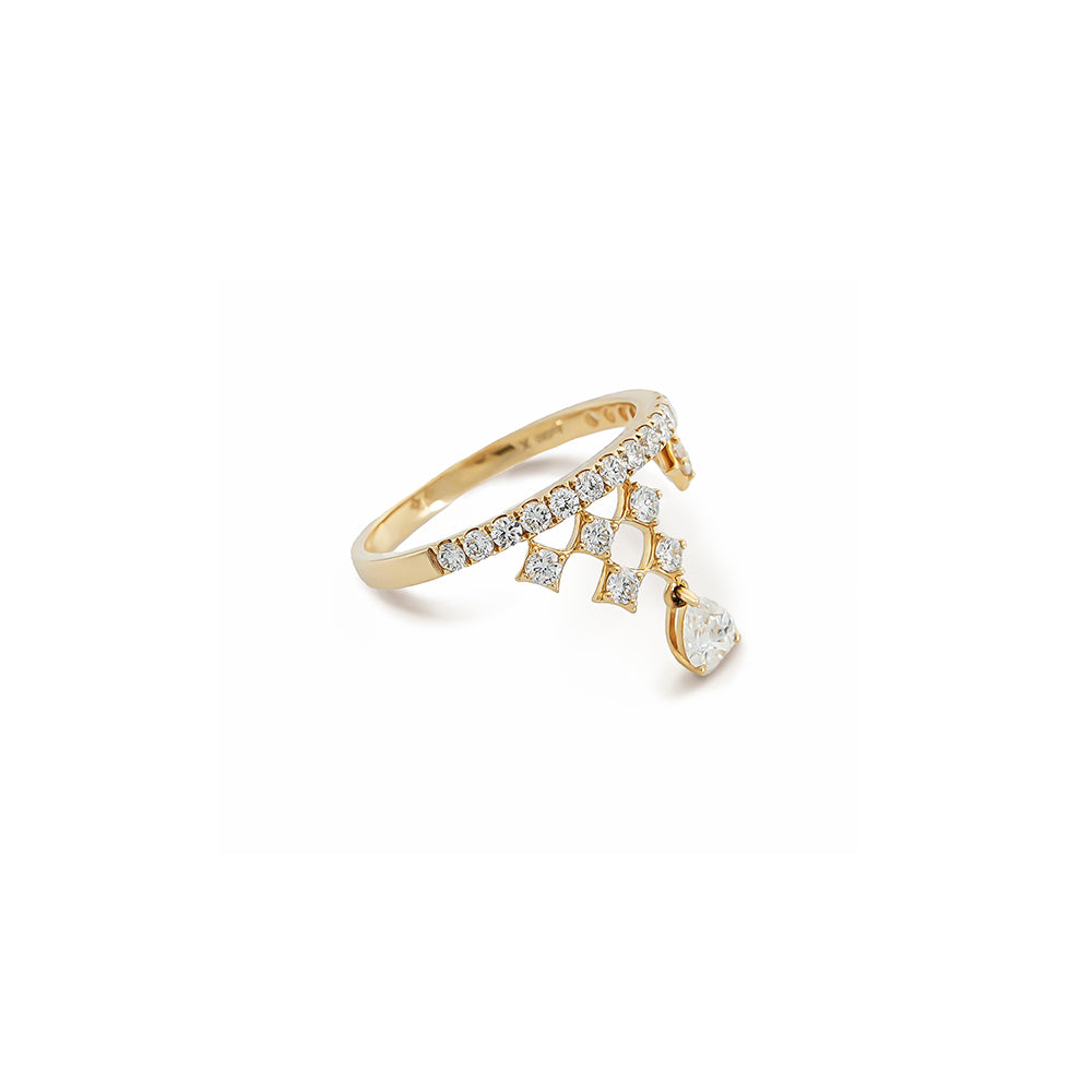 Crown-style Waterfall Drop Lab-Grown Diamond Ring 0.73ct