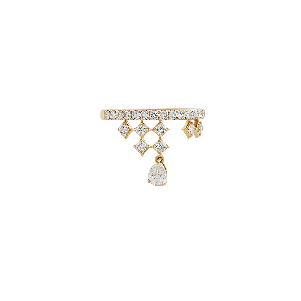 Crown-style Waterfall Drop Lab-Grown Diamond Ring 0.73ct