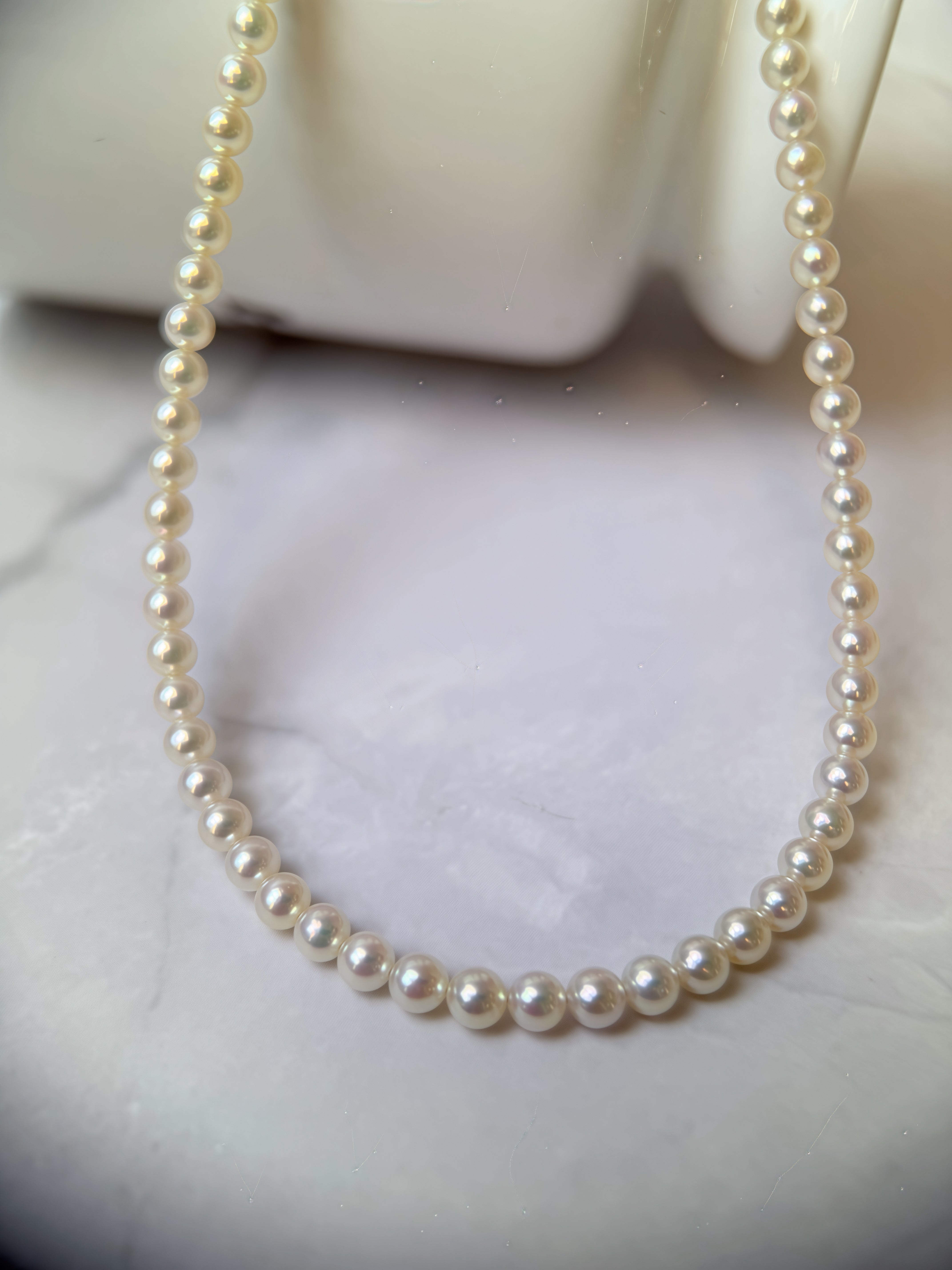 3.5-4mm Japanese Akoya Light Golden Pearl Necklace - AAA Quality