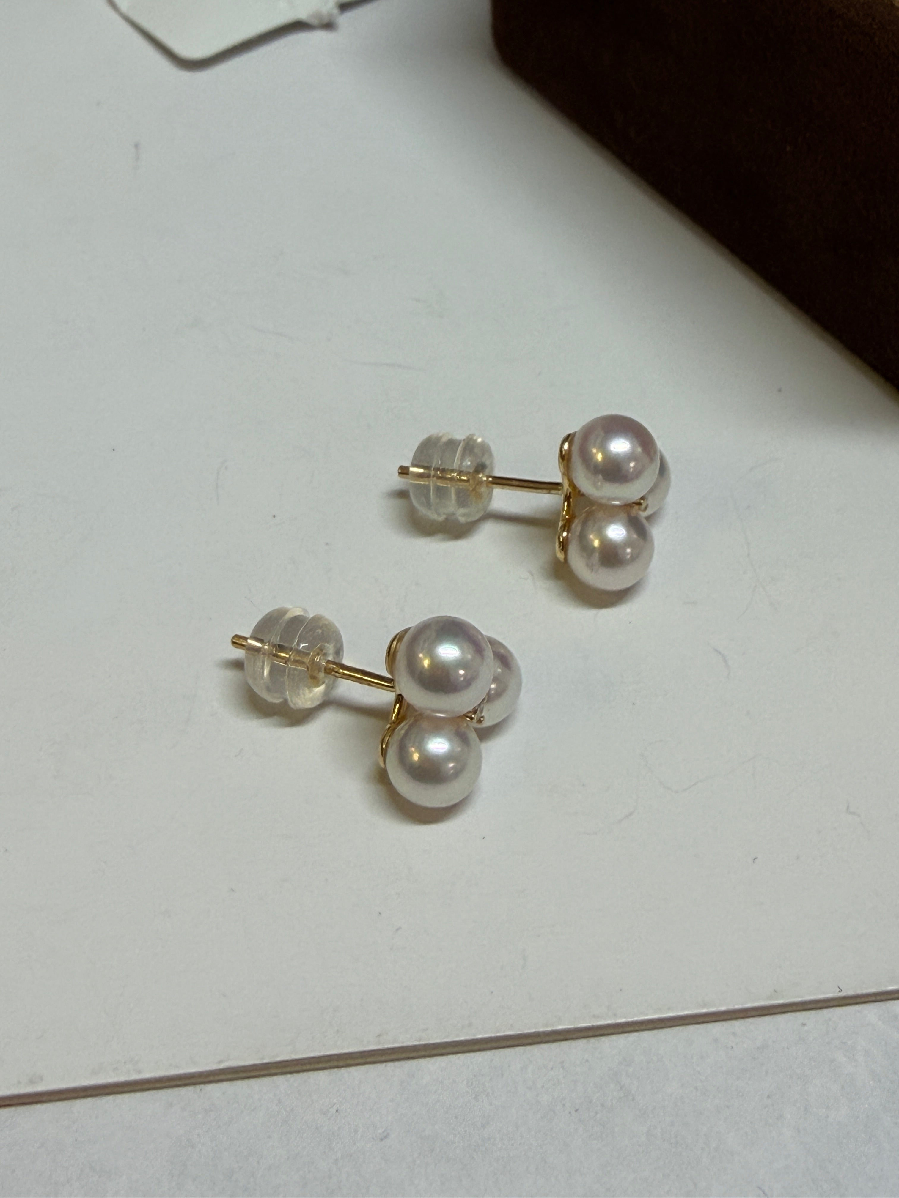 5-5.5mm Akoya Pearl Three-leaf clover Earrings