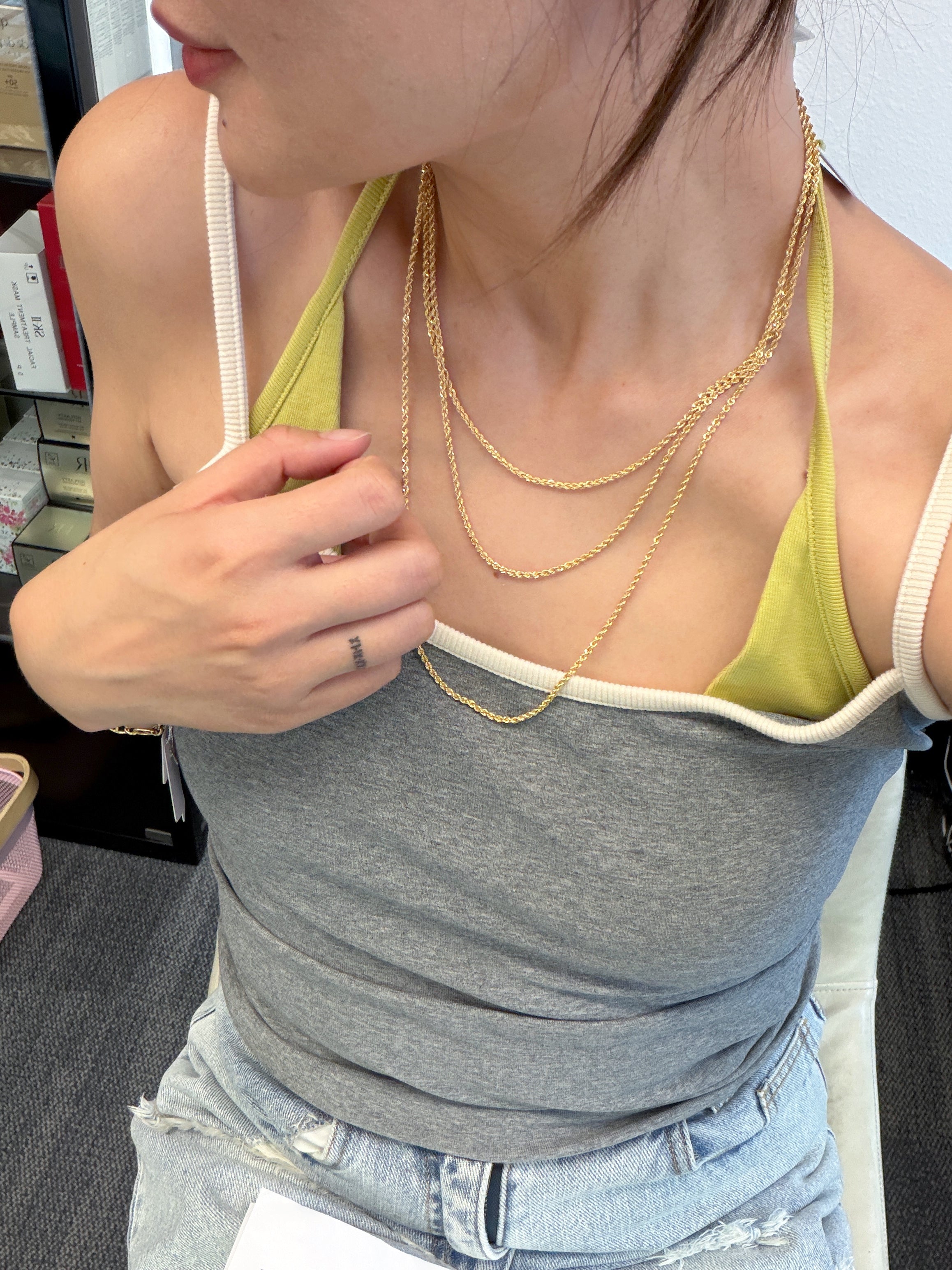 K18 Yellow Gold 2mm Twisted Rope Chain Necklace