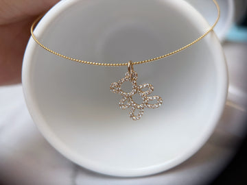 K18 Gold Pavé Natural Diamond Teddy Bear Pendant Necklace