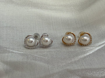 7mm Akoya Cultured Pearl Earrings in Platinum/18K Yellow Gold