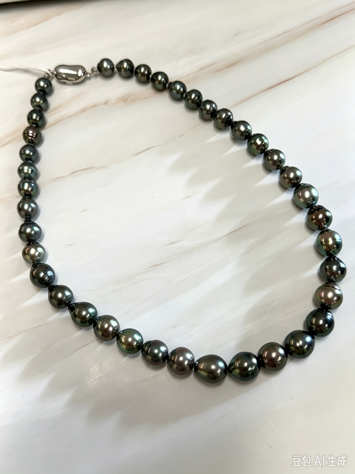 Dark Peacock Baroque Tahitian Pearl Necklace | 7.9–10.6mm | 43cm / 17”