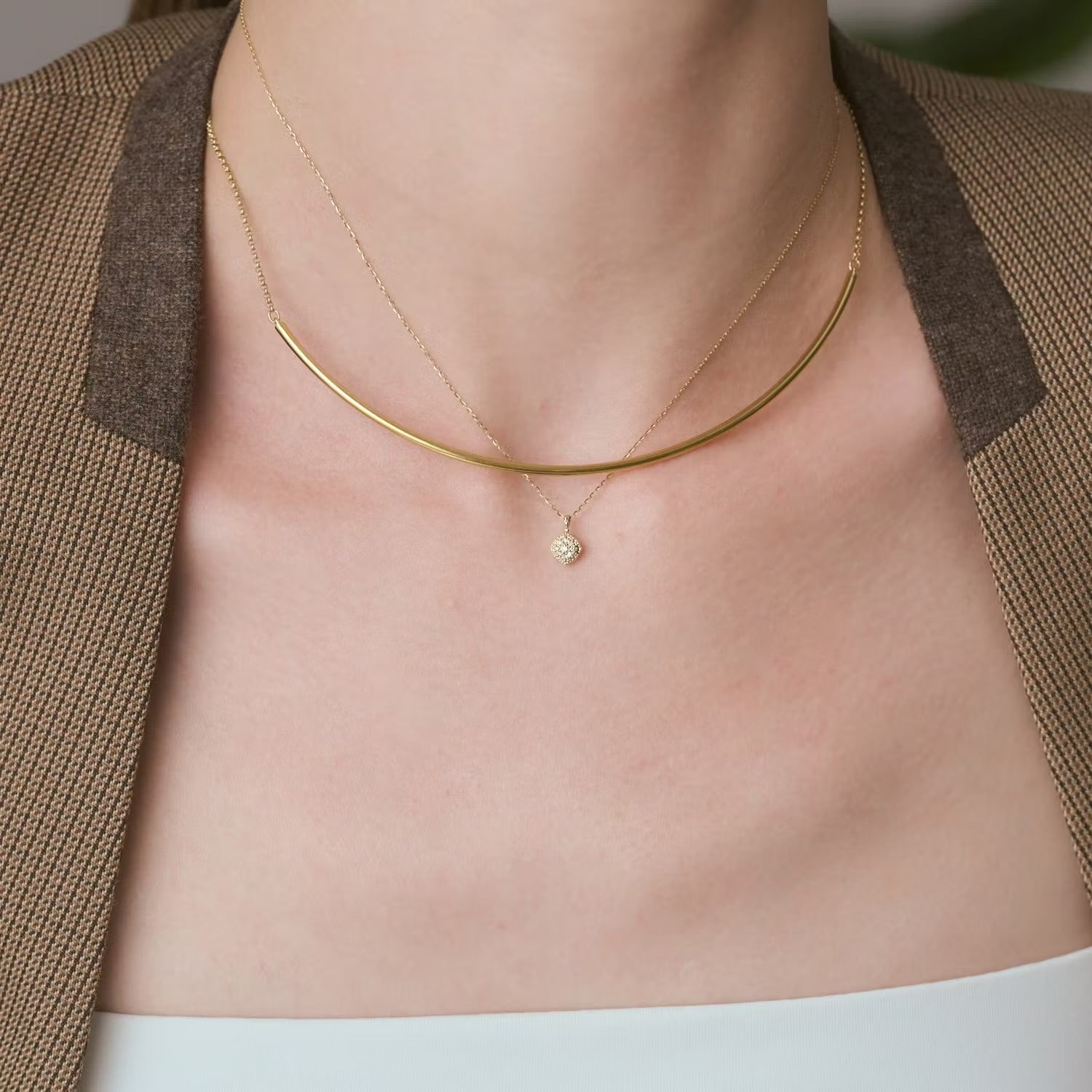 Agete Limited Edition K10 Olette/Diamond Necklace