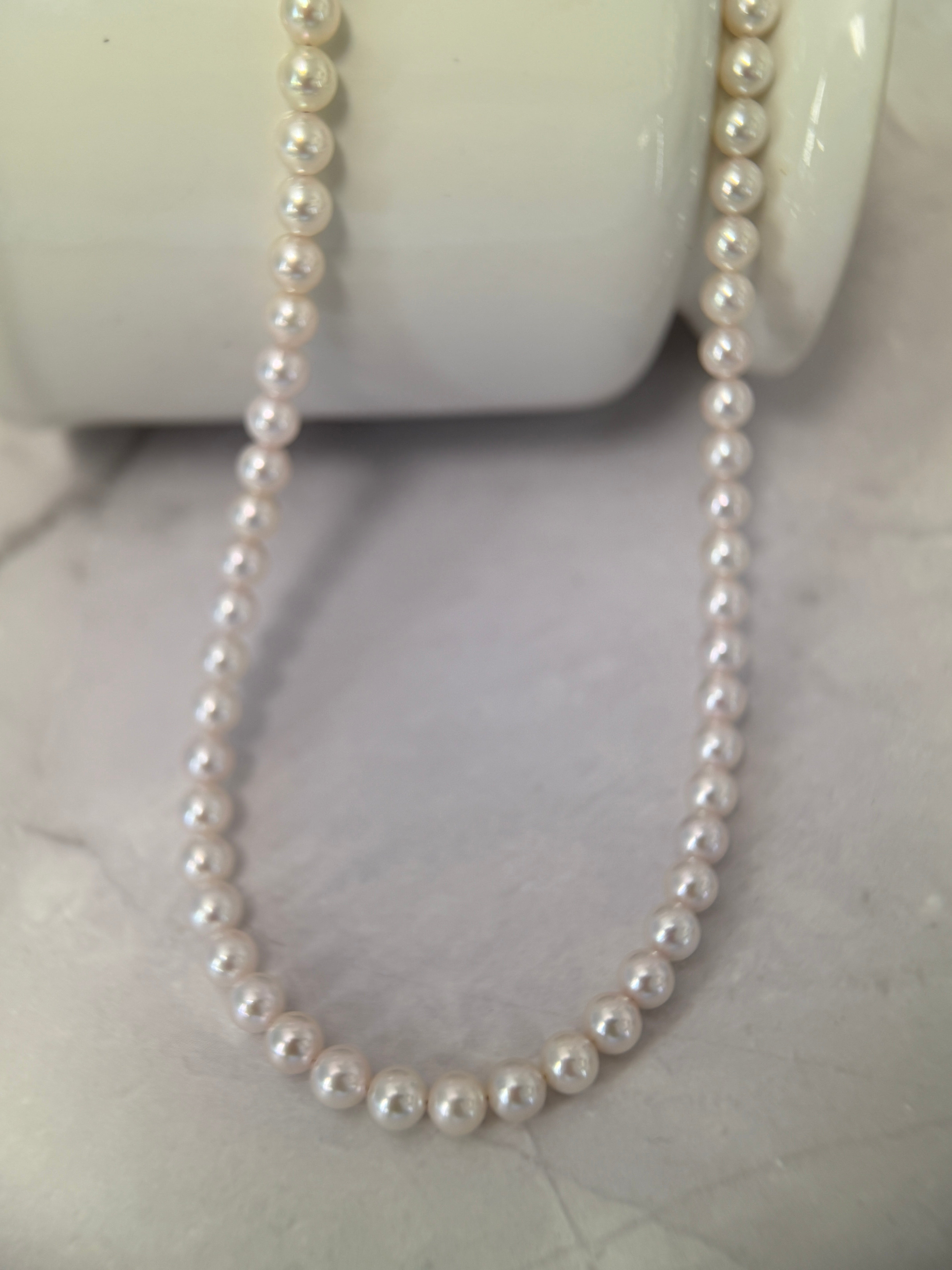 5-5.5mm Japanese Akoya White Pearl Necklace - AA+ Quality