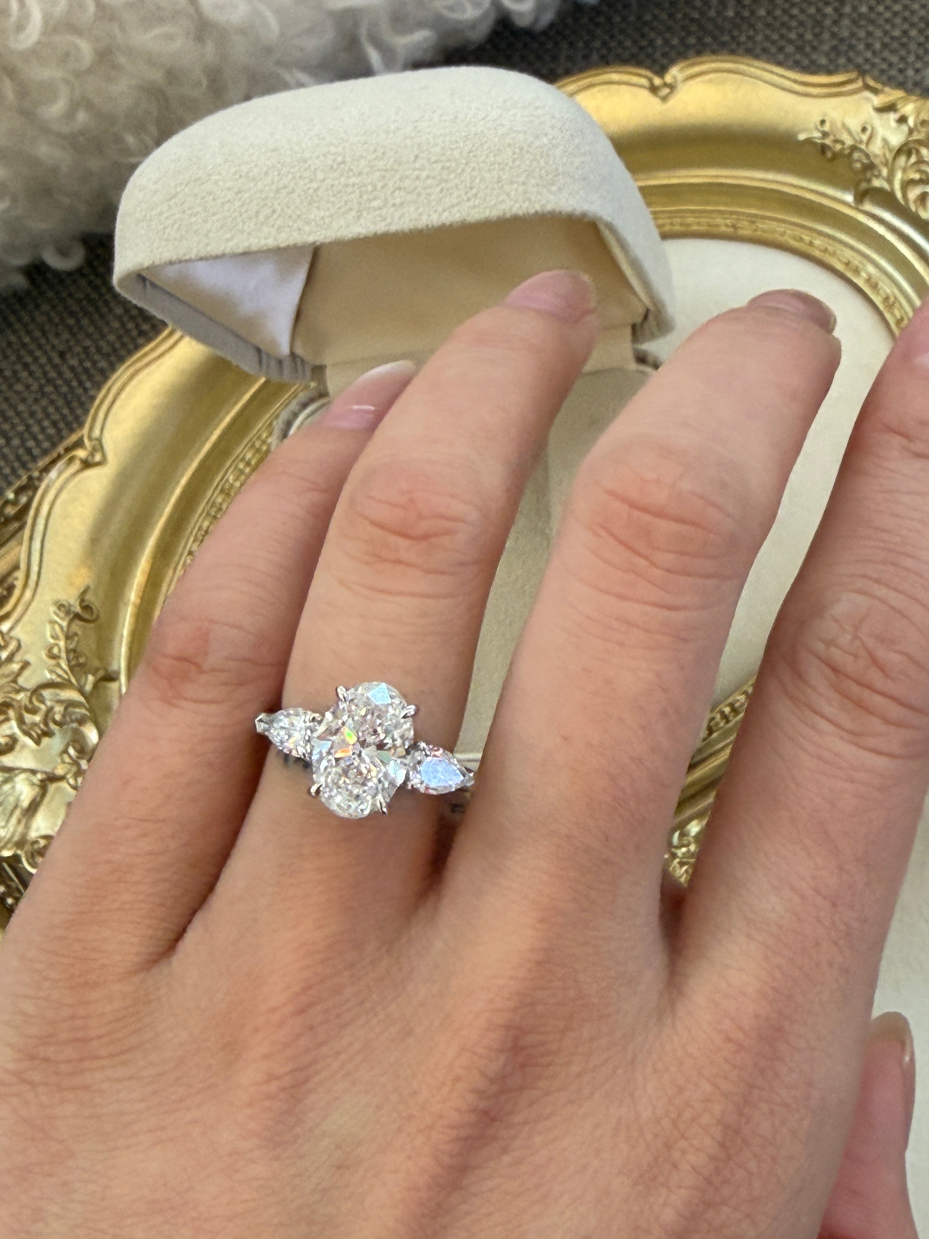 Three-Stone Oval Lab-Grown Diamond Ring 3CT
