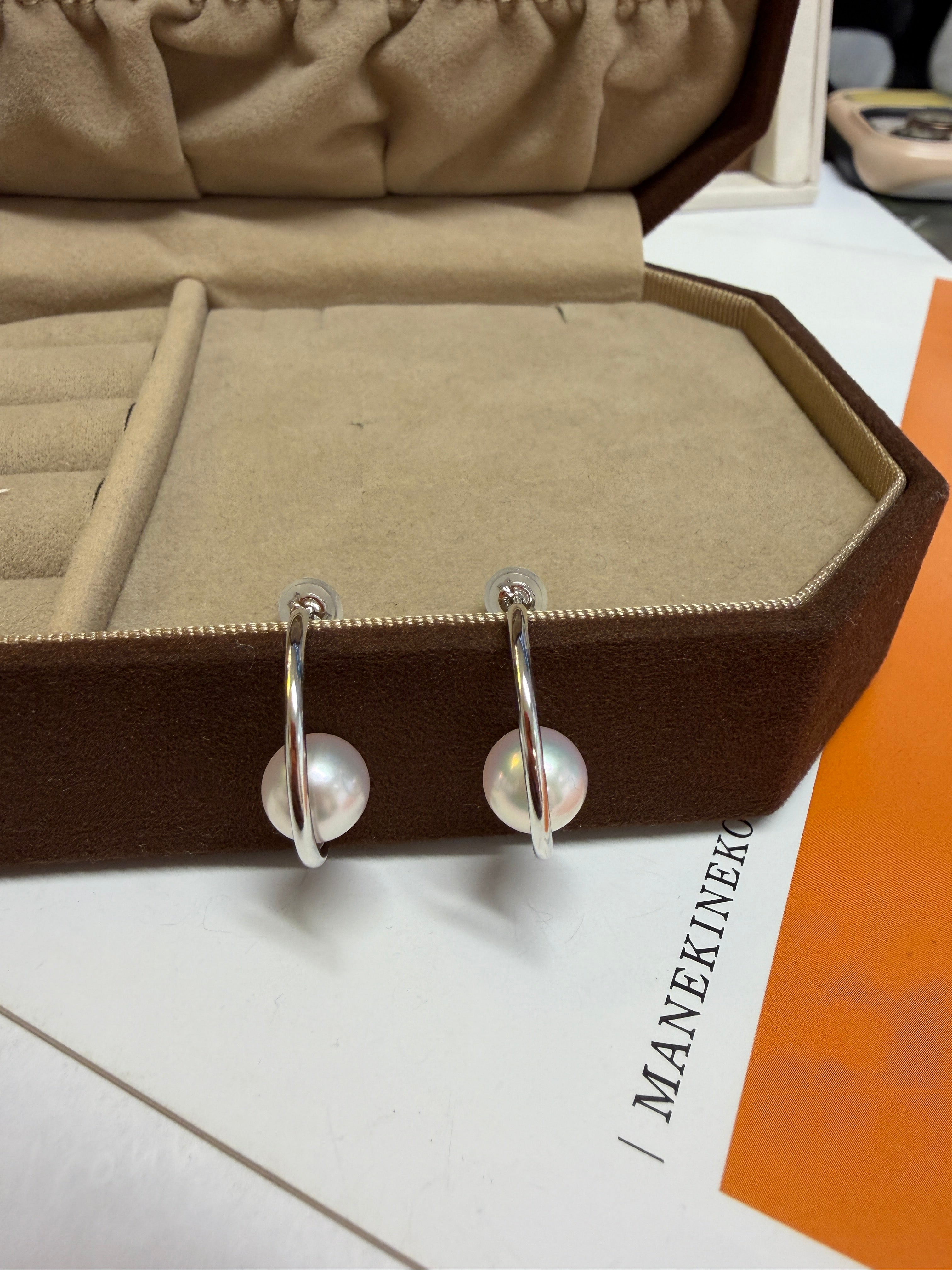 8mm Akoya Pearl Half Moon Earrings