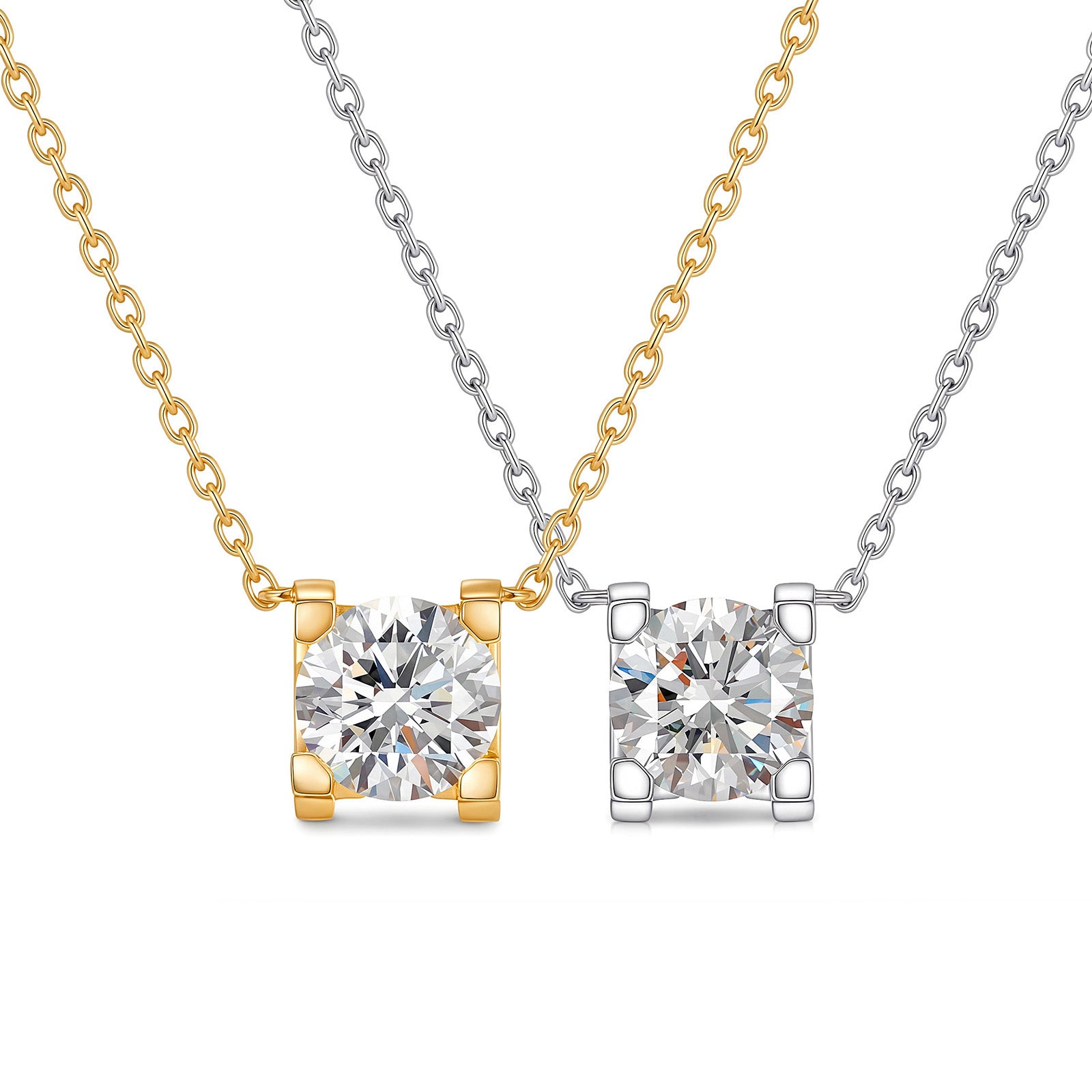 1CT Square-Set Lab-Grown Diamond Necklace