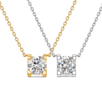 1CT Square-Set Lab-Grown Diamond Necklace