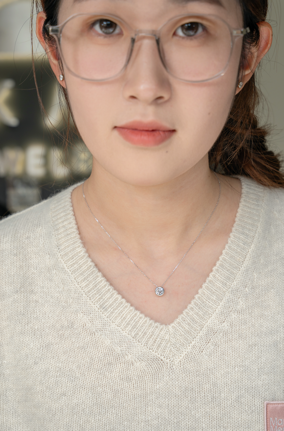 ⭐️1.072 Carat Round Lab Grown Diamond Necklace In 18K White Gold