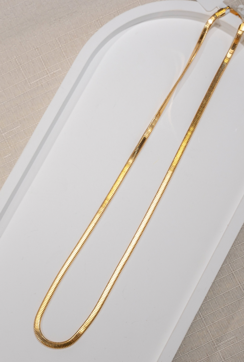 18K Solid Gold Snake Chain Necklace （3.5mm）