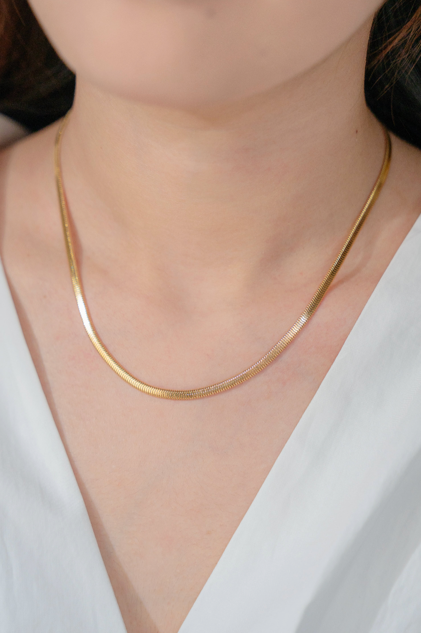 18K Solid Gold Snake Chain Necklace （3.5mm）