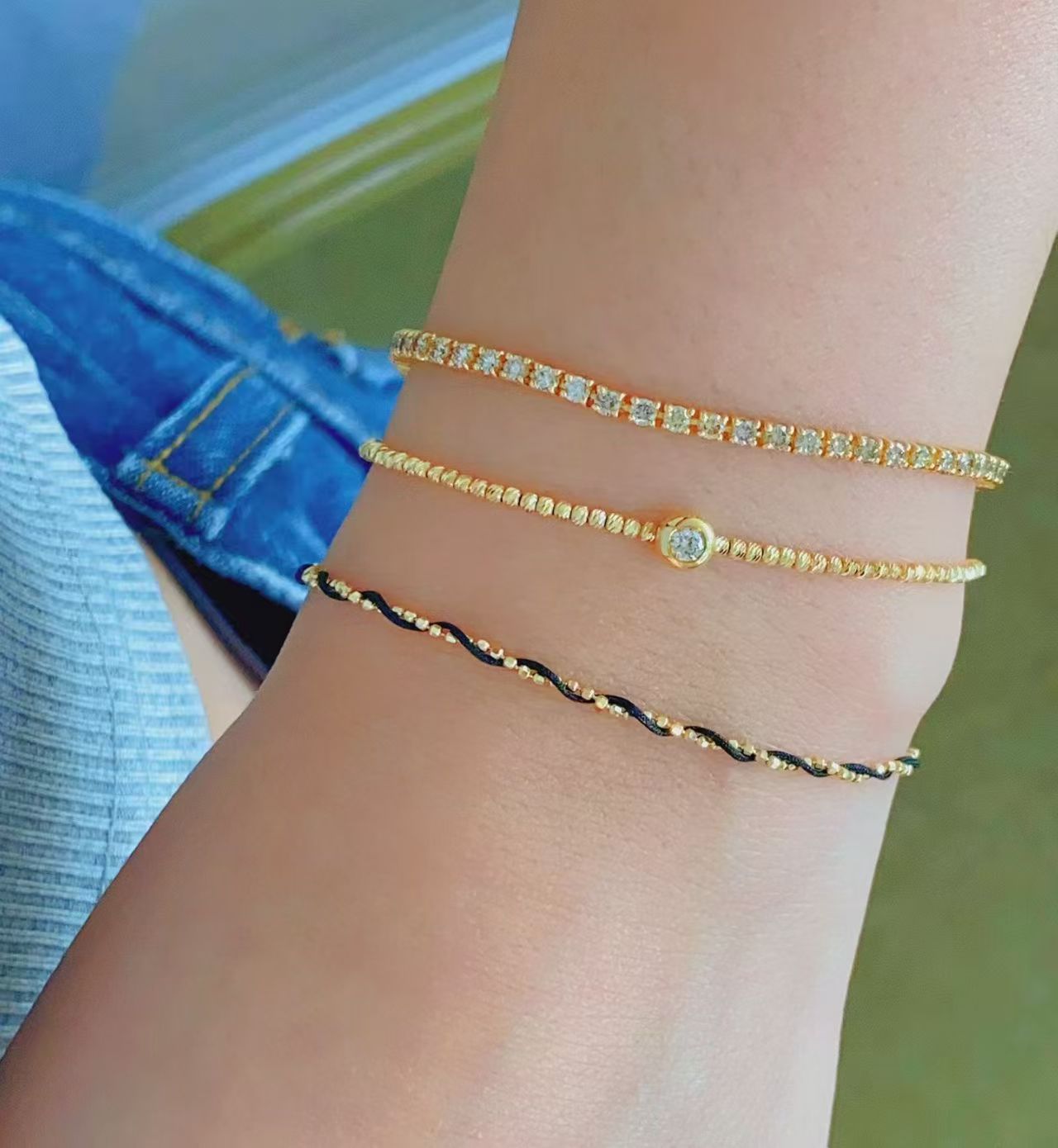Red Line Bracelet  18K Yellow Gold  14+2cm