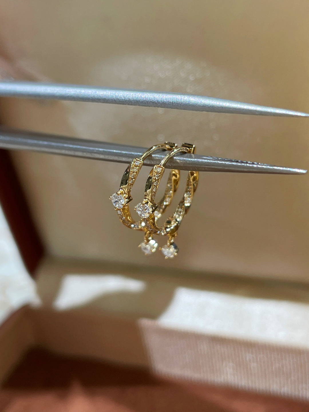 Twisted Hoop Earrings with Charms Lab-Grown Diamond