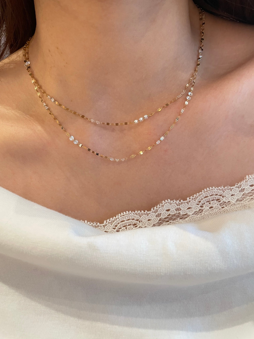 18K Gold Fish Lip Chain Lab-Grown Diamond Necklace 1.2ct