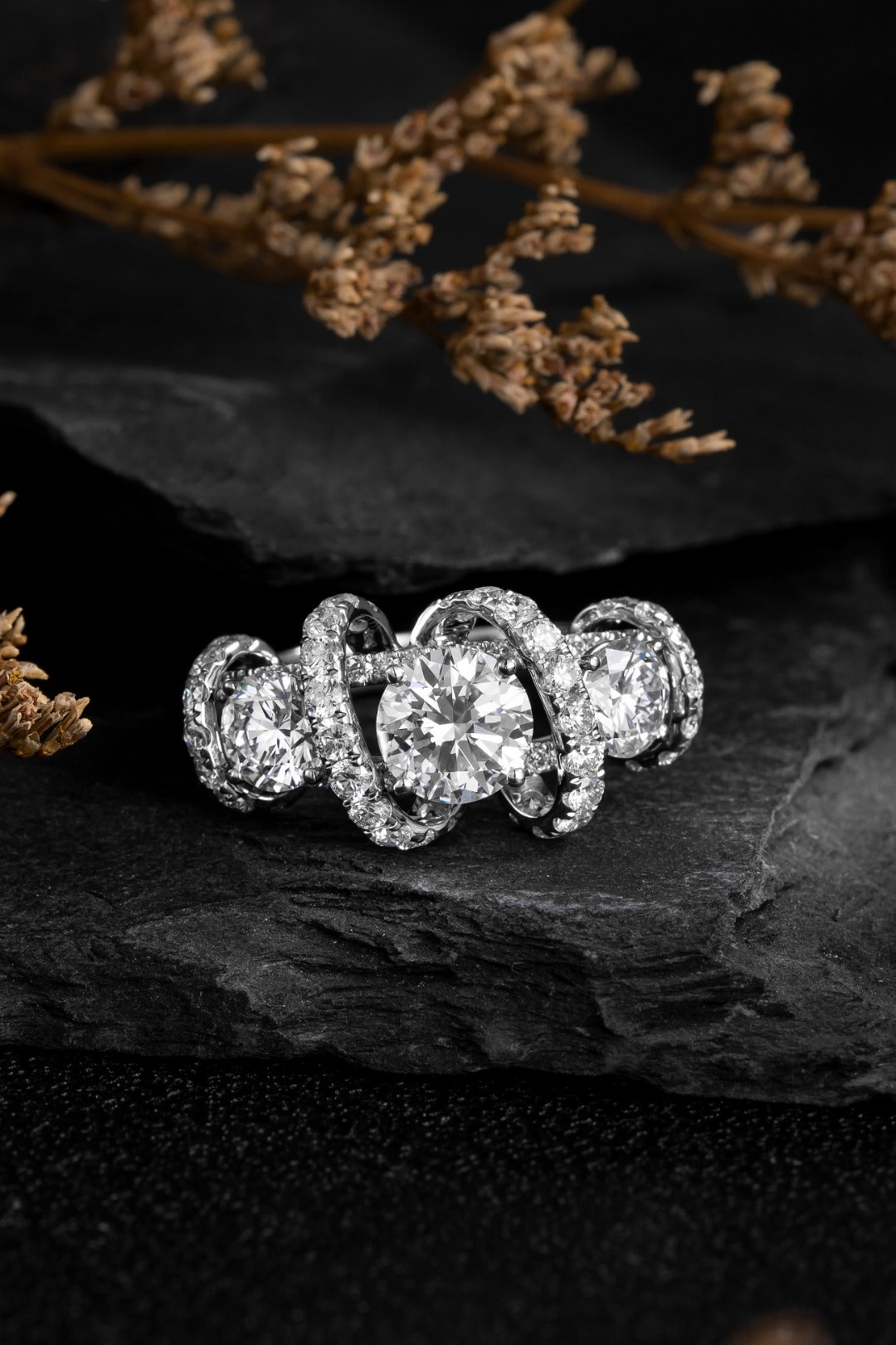 Three Stone Round Cut Lab-Grown Diamond Ring 2.95ct