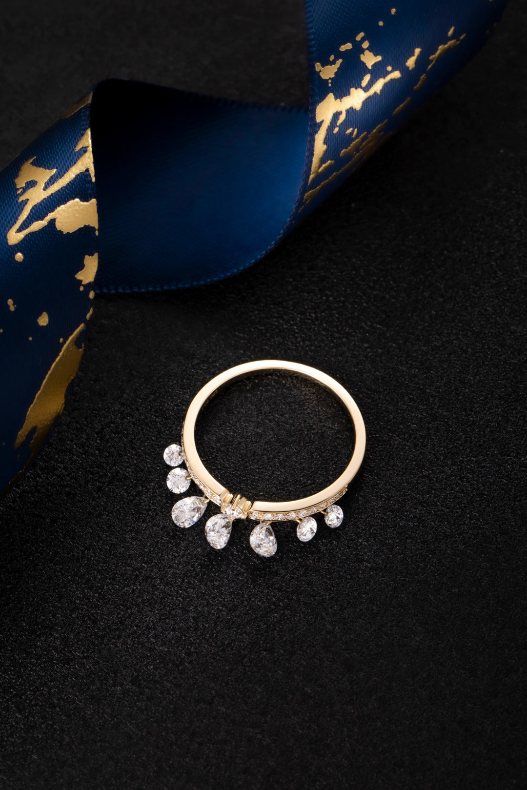 Teardrop Pavé Lab-Grown Diamond Charm Ring
