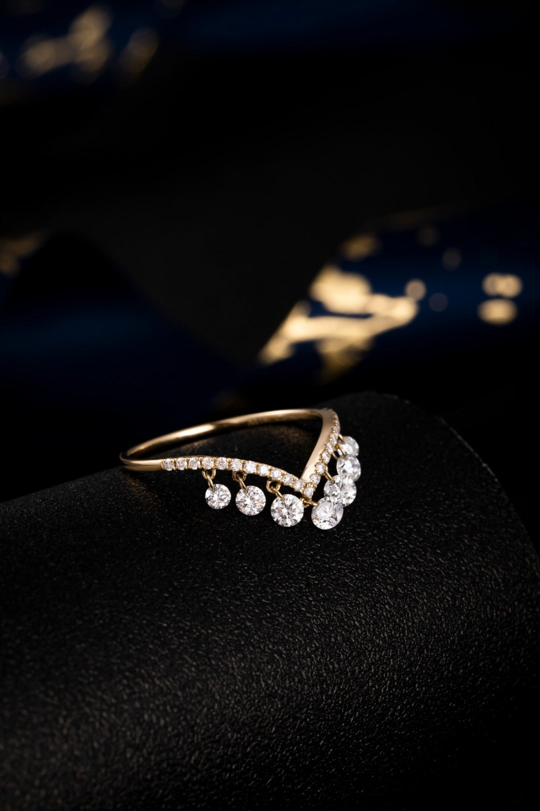 V-Shape Pavé Dangling Lab-Grown Diamond Ring