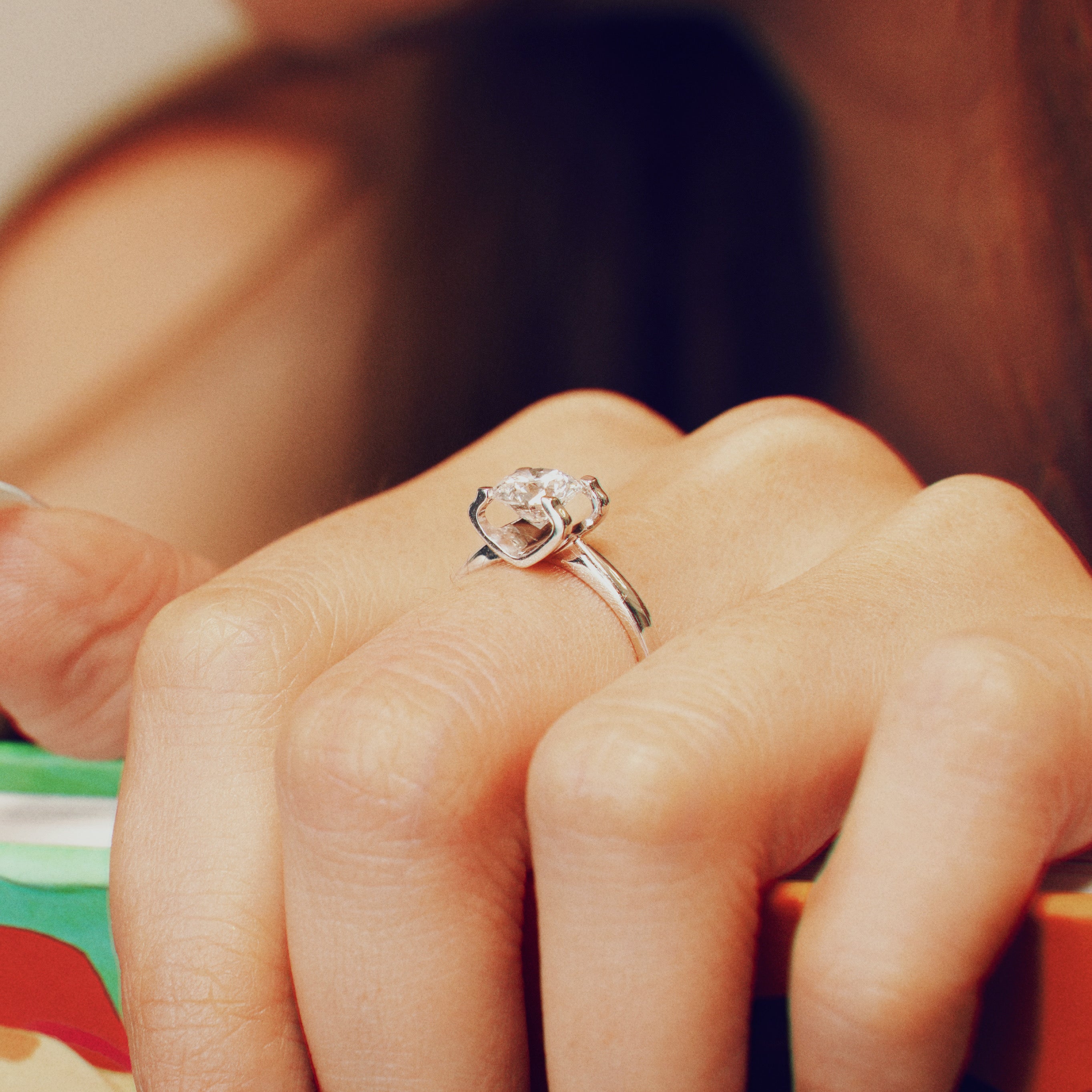 1.01ct  Cushion-Cut 4-Prong Solitaire shape-Lab Grown Diamond Ring