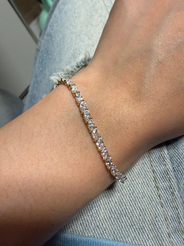 Oval Cut Lab-Grown Diamond Tennis Bracelet