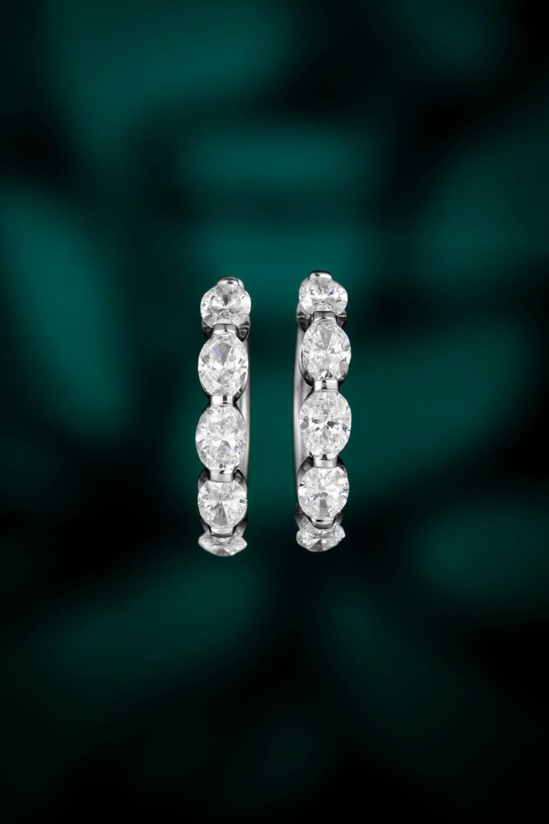 PT900 Oval Diamond Double Hoop Earrings (0.14ct/p)
