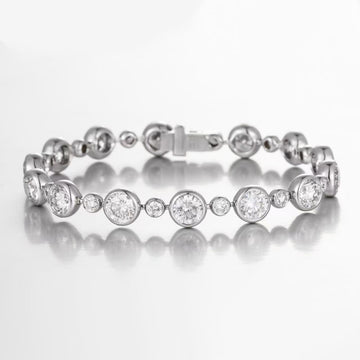 10K White Gold Bezel Round Diamond Link Bracelet(≈0.477ct/p Main stone)