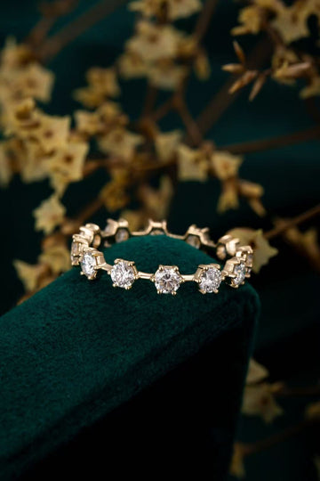 14K Yellow Gold Hexagon Link Round Diamond Eternity Band (≈0.082ct/p)
