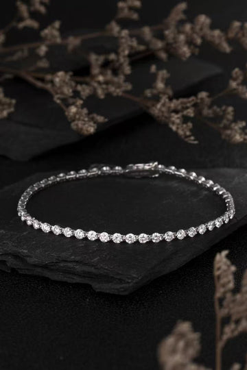 14K White Gold Full Pave Round Diamond Tennis Bracelet (≈0.136ct/P)