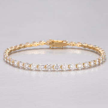 14K Yellow Gold Full Pave Round Diamond Tennis Bracelet (≈0.07ct/p)