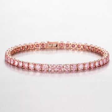 14K Rose Gold Full Pave Pink Lab-Grown Diamond Tennis Bracelet (≈0.08ct/p)