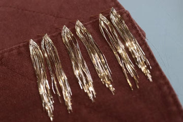 18K Yellow Gold Long Snake Chain Tassel Drop Earrings