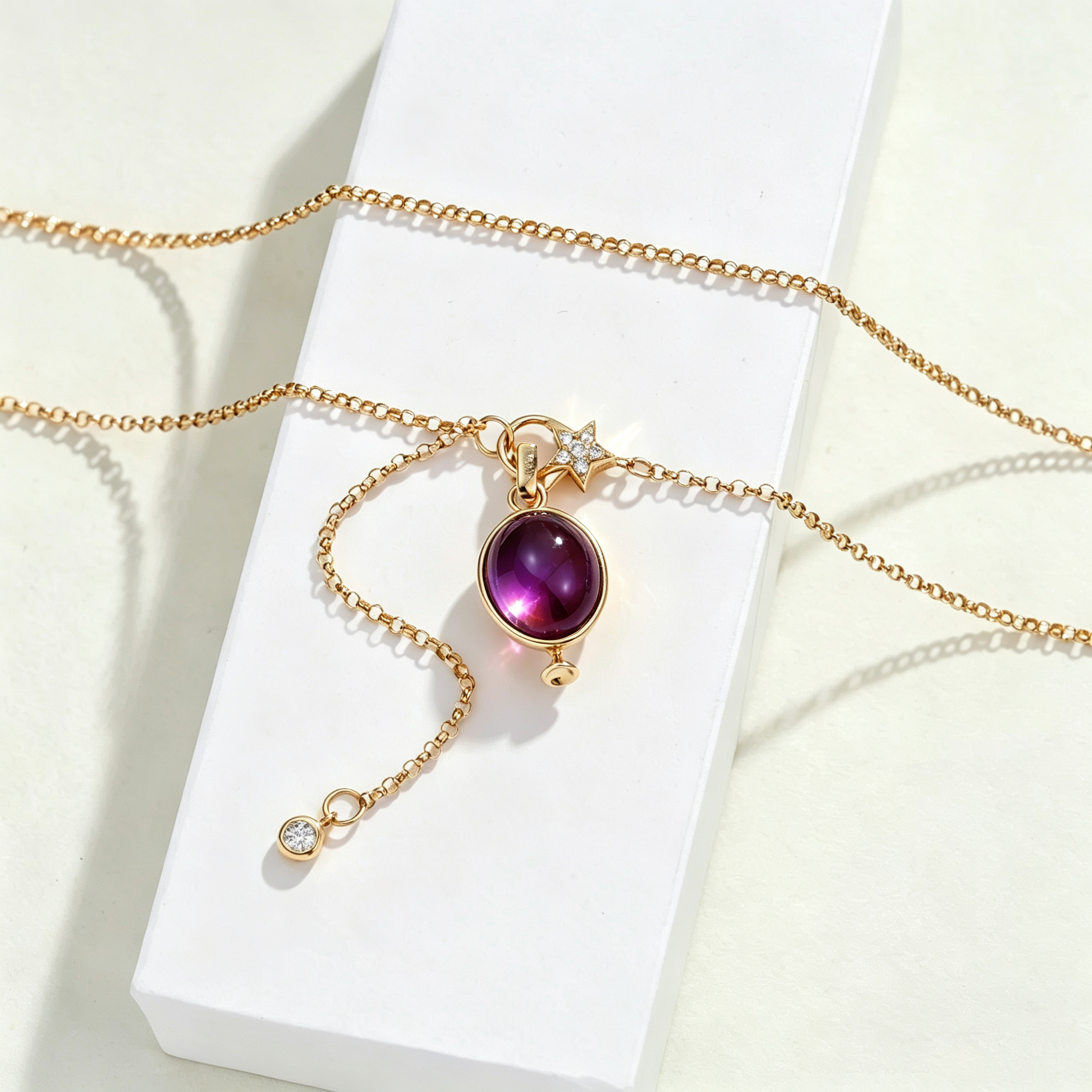 18K Gold Oval Gemstone Enhancer Pendant