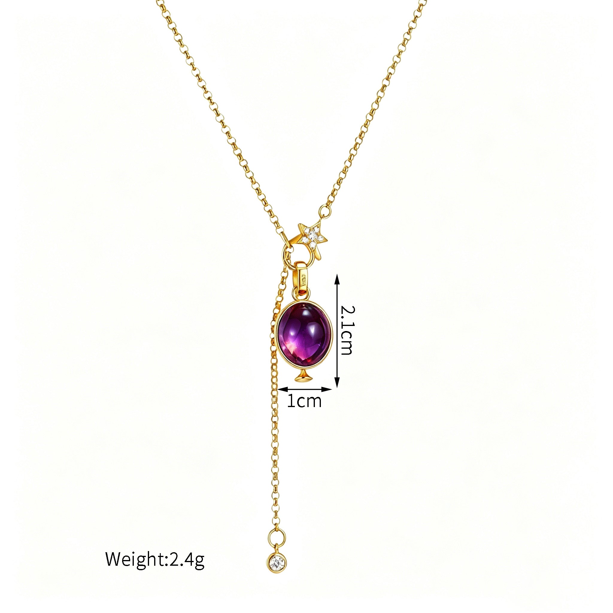 18K Gold Oval Gemstone Enhancer Pendant