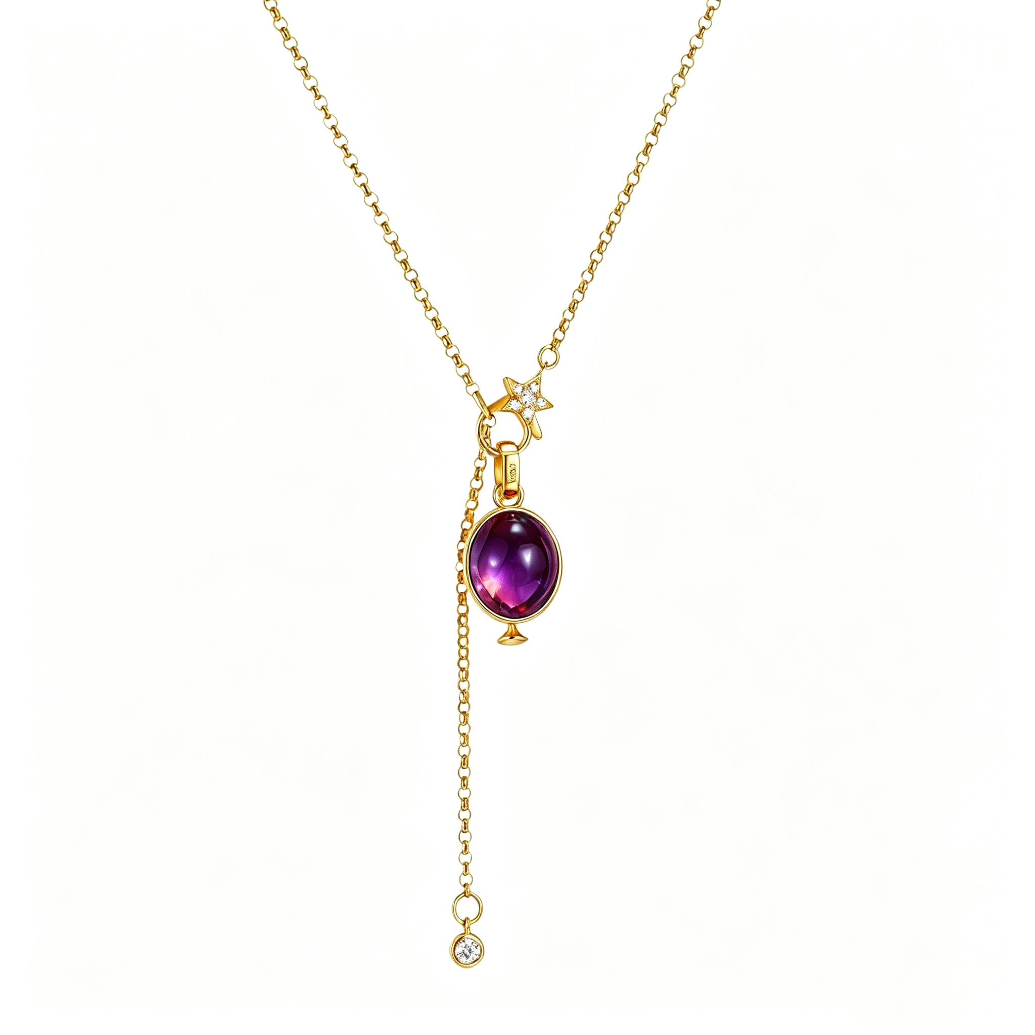 18K Gold Oval Gemstone Enhancer Pendant