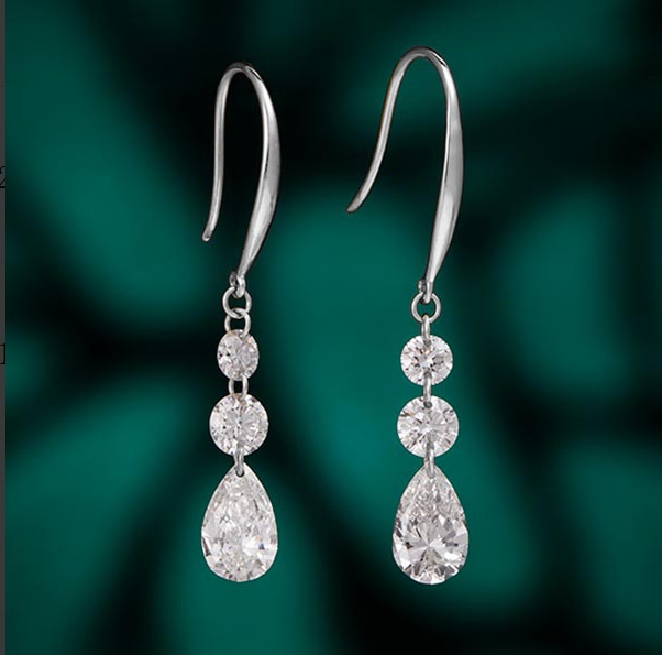 Pear‑Shaped & Round Graduated Lab‑Grown Diamond Drop Earrings(18k/10k)