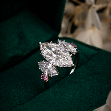 5.74CT Certified Marquise Lab‑Grown Diamond Two‑Tone Cluster Ring in 14K