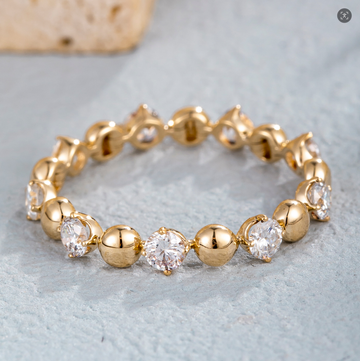 Bead & Round Lab‑Grown Diamond Alternating Eternity Band Ring in 14K(0.68CT/1.01CT)