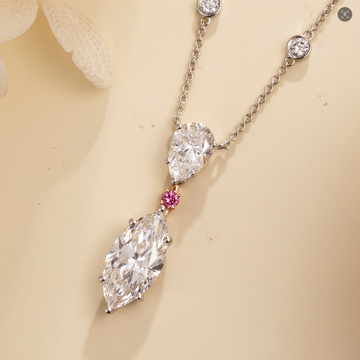 3.16CT Certified Pear & Marquise‑Cut Lab‑Grown Diamond Pendant Necklace in 14K